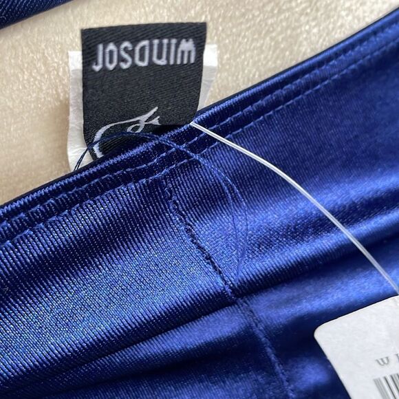 Windsor Elegant Blue Satin Mini Bodycon Dress w/Lace Up Corset Back (Size: S) - Picture 14 of 15